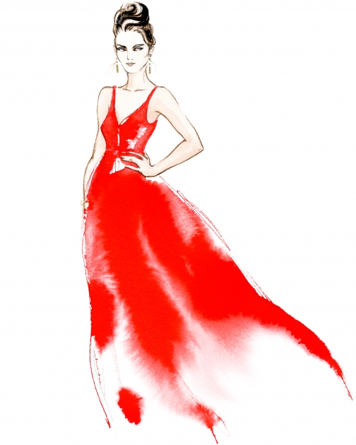 Lily Qian Fashion Illustrator Red Dress Essie