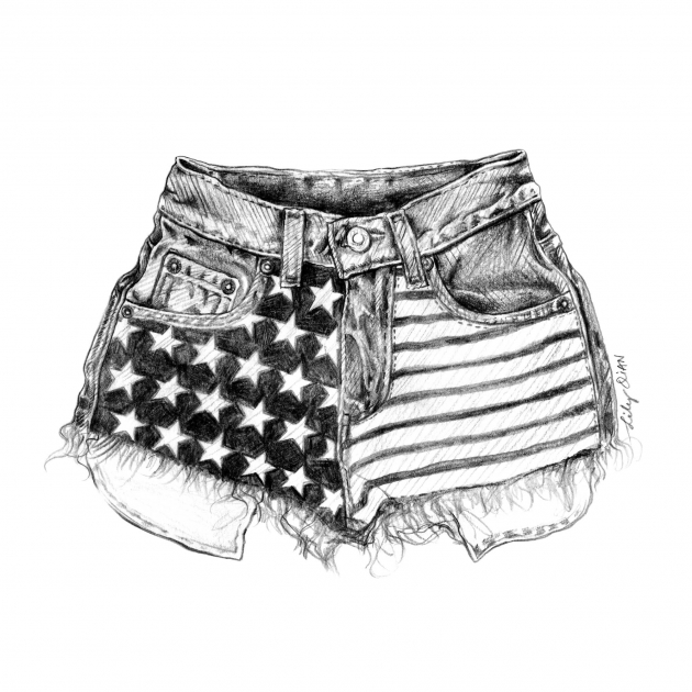 Lily Qian Fashion Illustrator Shorts American Flag Neimans July Calendar