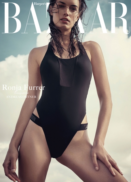 Andreas Ortner Photographer NYC Editorial Diver Swimsuit Cover Harpers Bazaar