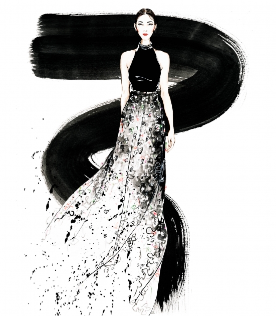 Lily Qian Fashion Illustrator NY Cosabella Erin Fetherston drawing
