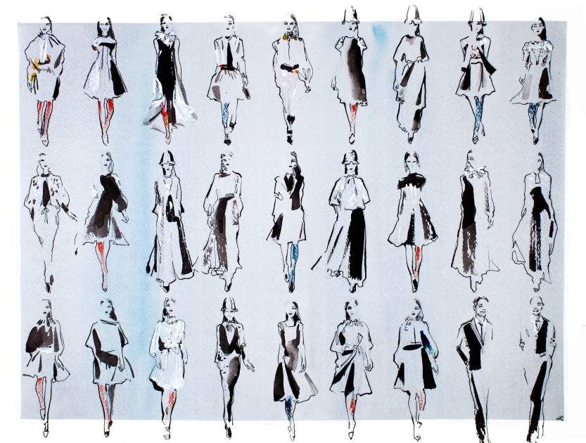 Lily Qian Fashion Illustrator NYC Fashion Show drawing