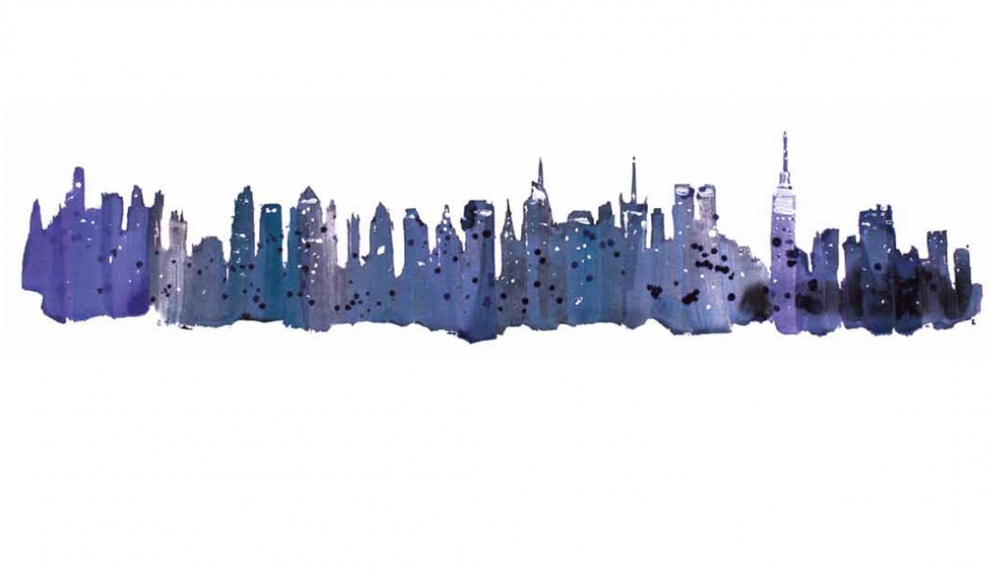Lily Qian Illustrator NY Manhattan Skyline water color drawing