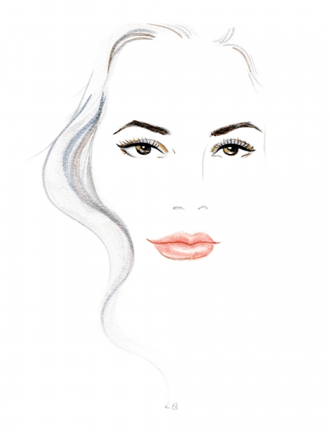 Lily Qian Illustrator NYC La Prairie Beauty Portrait Illustration pearlized