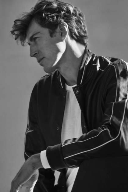 NYC fashion photographer director Hunter and Gatti Massimo Dutti Man Profile Portrait black and white