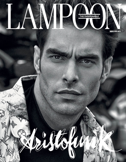 NYC fashion photographer director Hunter and Gatti Lampoon Magazine Jon Kortajarena Cover black and white