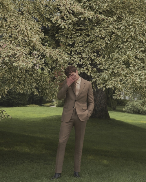 Fashion Photographer NYC Andreas Ortner Essential Homme Julian Schneyder Brown Suit Fashion Men