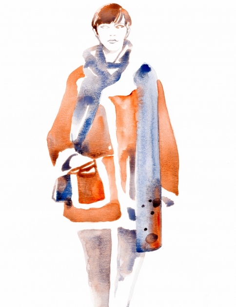 Lily Qian Illustrator Winter Coat Water Color