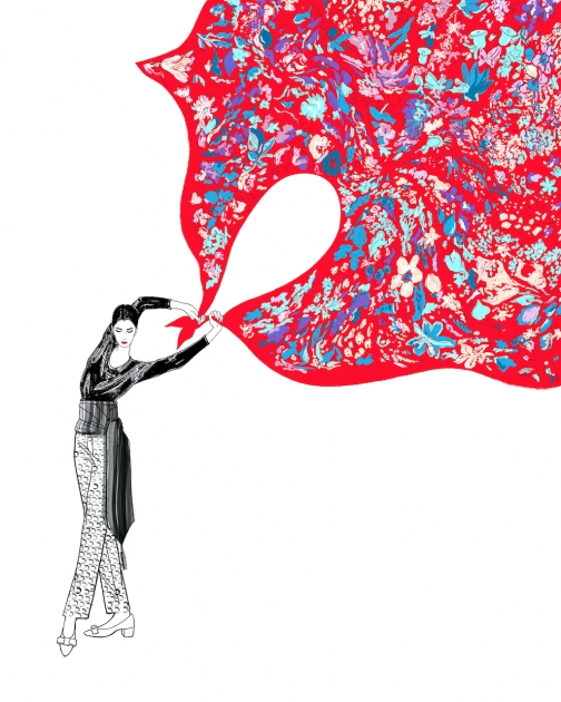 Lily Qian Illustration Salvatore Ferragamo Scarf