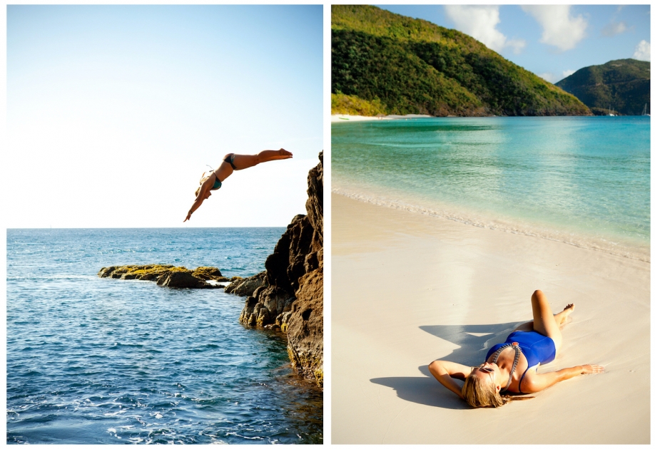 Photographer Nina Choi Ocean Jump Girl Laying in Sand Beach Lifestyle