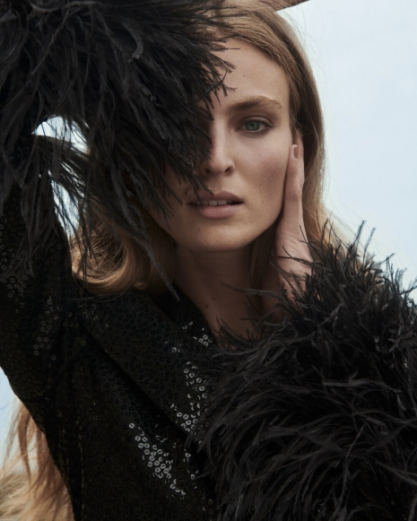 Fashion Photographer NYC Andreas Ortner ELLE Germany Ymre Closeup Sequined Dress Fashion Women