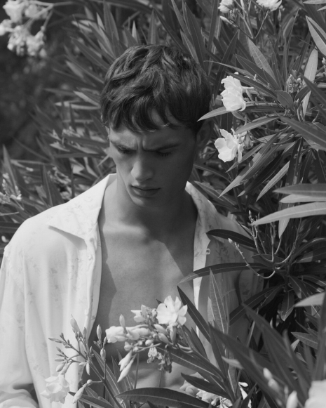 Fashion Photographer NYC Andreas Ortner Essential Homme Julian Schneyder in the Bushes Fashion Men