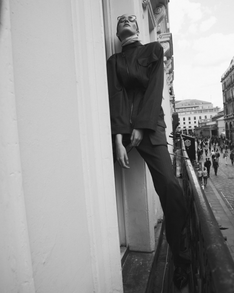 Fashion Photographer Andreas Ortner NYC Numéro Alexina Graham Leaning Outside