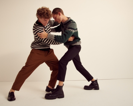 Fashion Photographer Andreas Ortner Stylebop September Campaign Two Boys Wrestling Fashion Advertising
