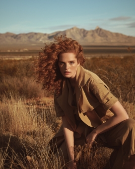 Fashion Photographer Andreas Ortner ELLE Alexina Sitting in the Grass Fashion Women