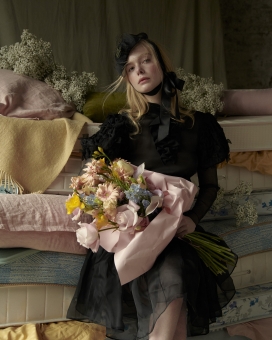 Fashion Photographer Andreas Ortner ICON Magazine Elle Fanning Holding Bouquet Beauty