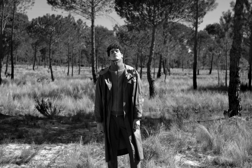 Fashion Photographer Andreas Ortner Stylebop Campaign Black and White Raincoat Fashion Advertising